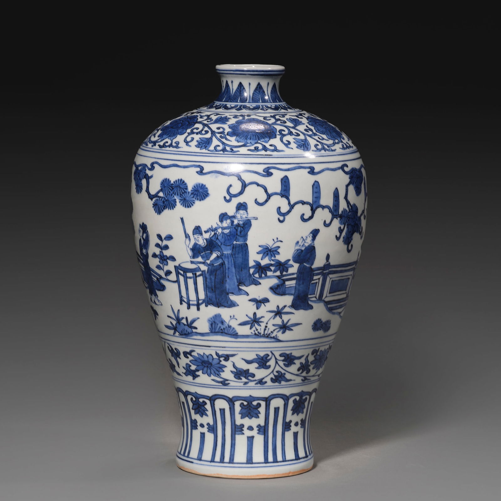 Ming Dynasty Blue and White Porcelain Plum Vase with Figures (1 of 8)