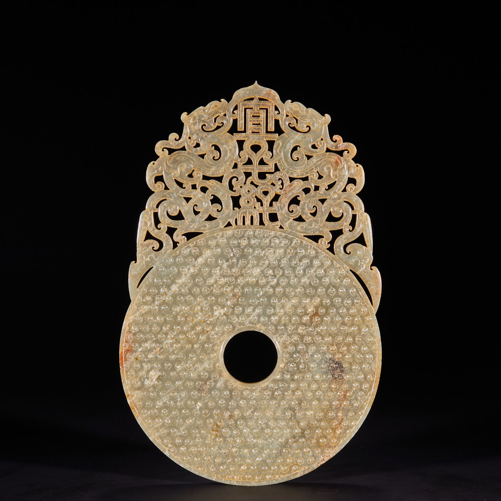 Jade bi disc with dragon pattern from Hetian jade before the Ming Dynasty (1 of 13)