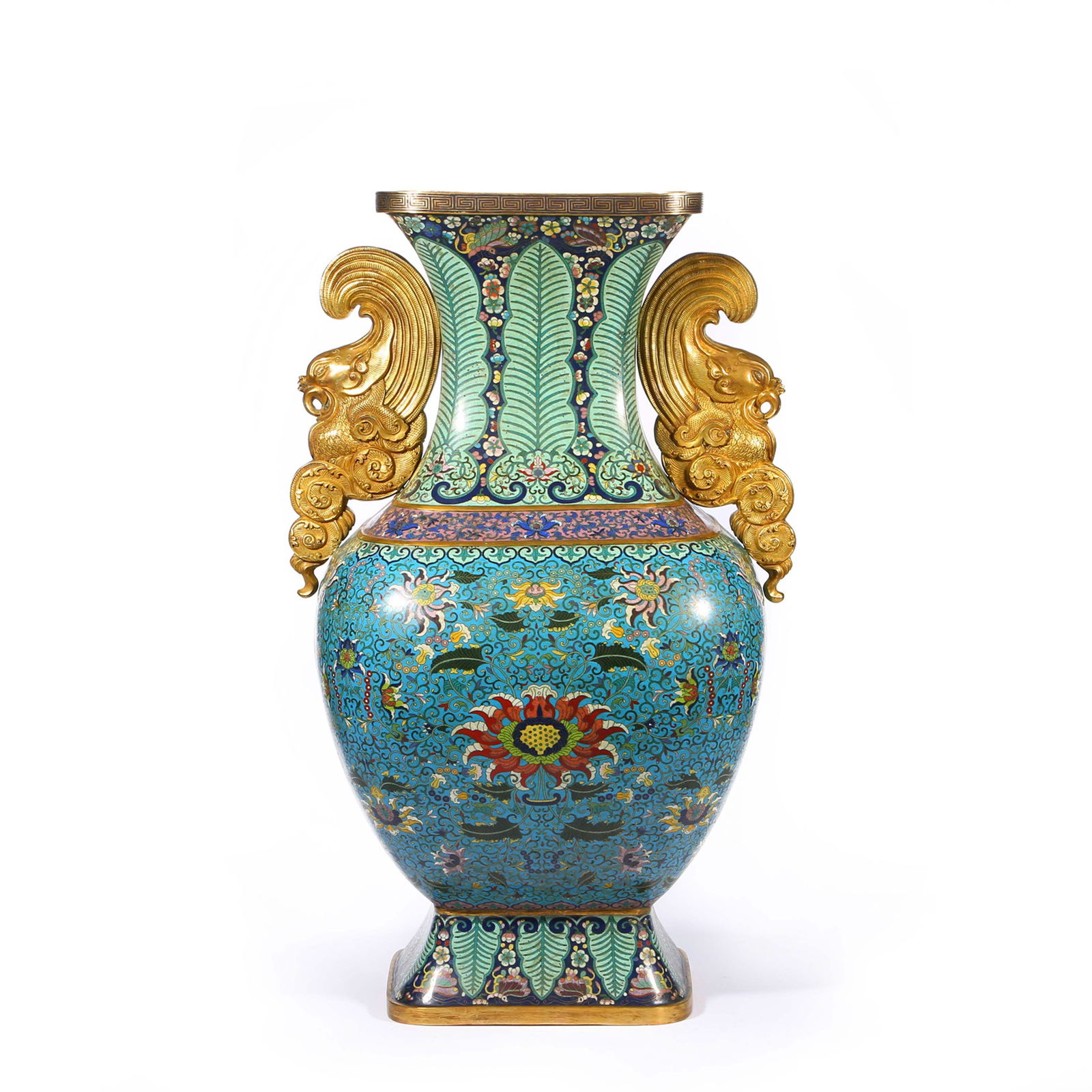 Qing Dynasty Cloisonné Floral Double-Eared Vase (1 of 15)