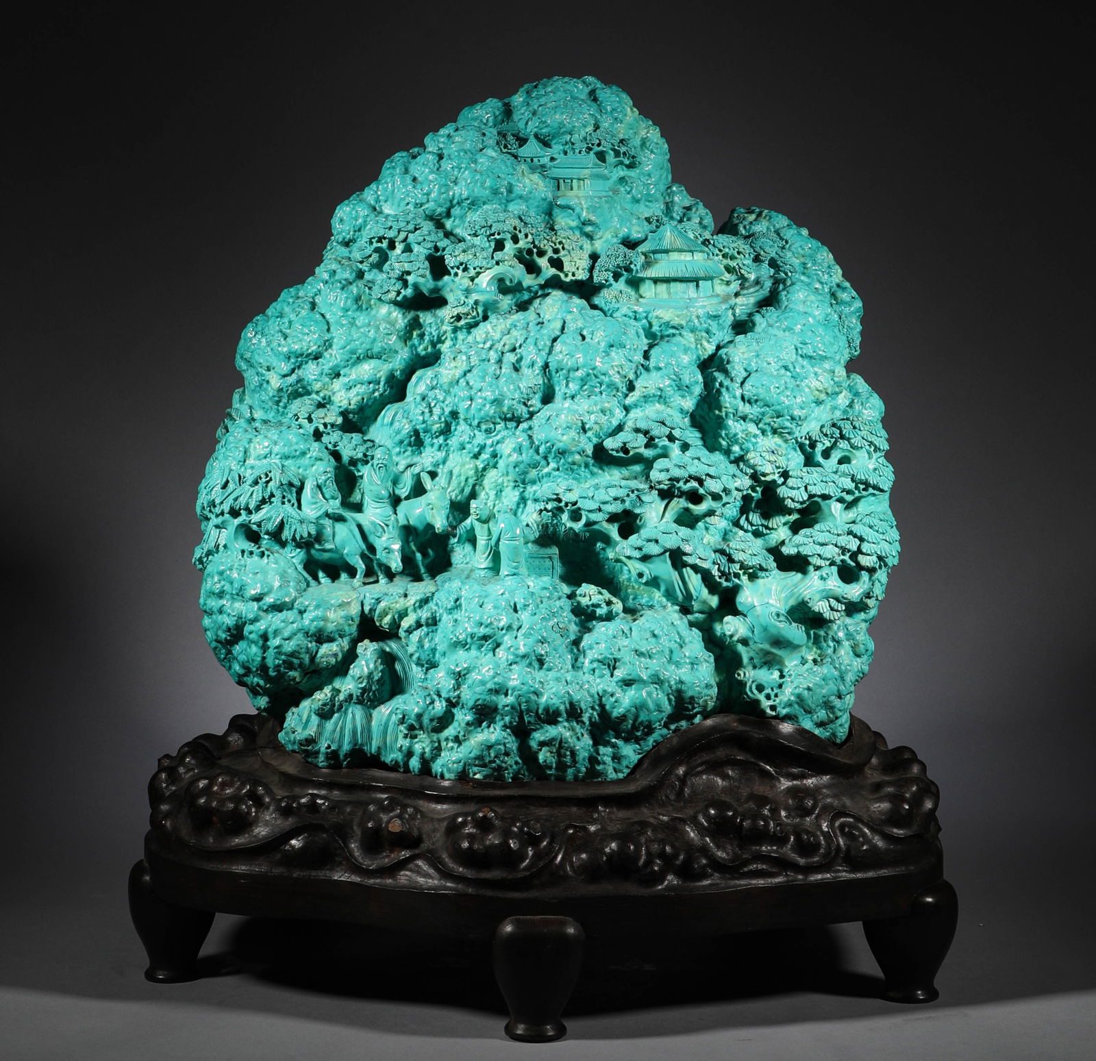 Qing Dynasty, Turquoise Mountain with Figures and Stories (1 of 11)