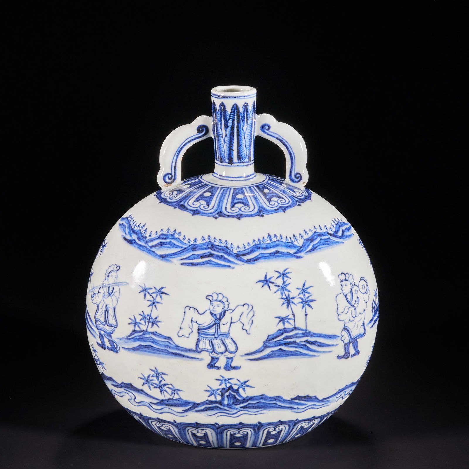 Qing Dynasty Blue and White Figure Moon Flask (1 of 12)