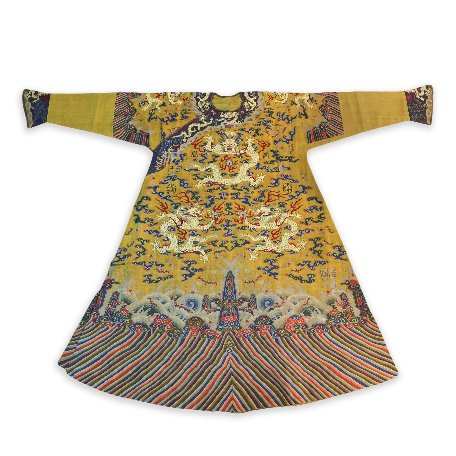 Qing Dynasty Kesi Yellow Dragon Robe with Twelve Spotted Dragon Pattern: 546Qing Dynasty Kesi Yellow Dragon Robe with Twelve Spotted Dragon Pattern