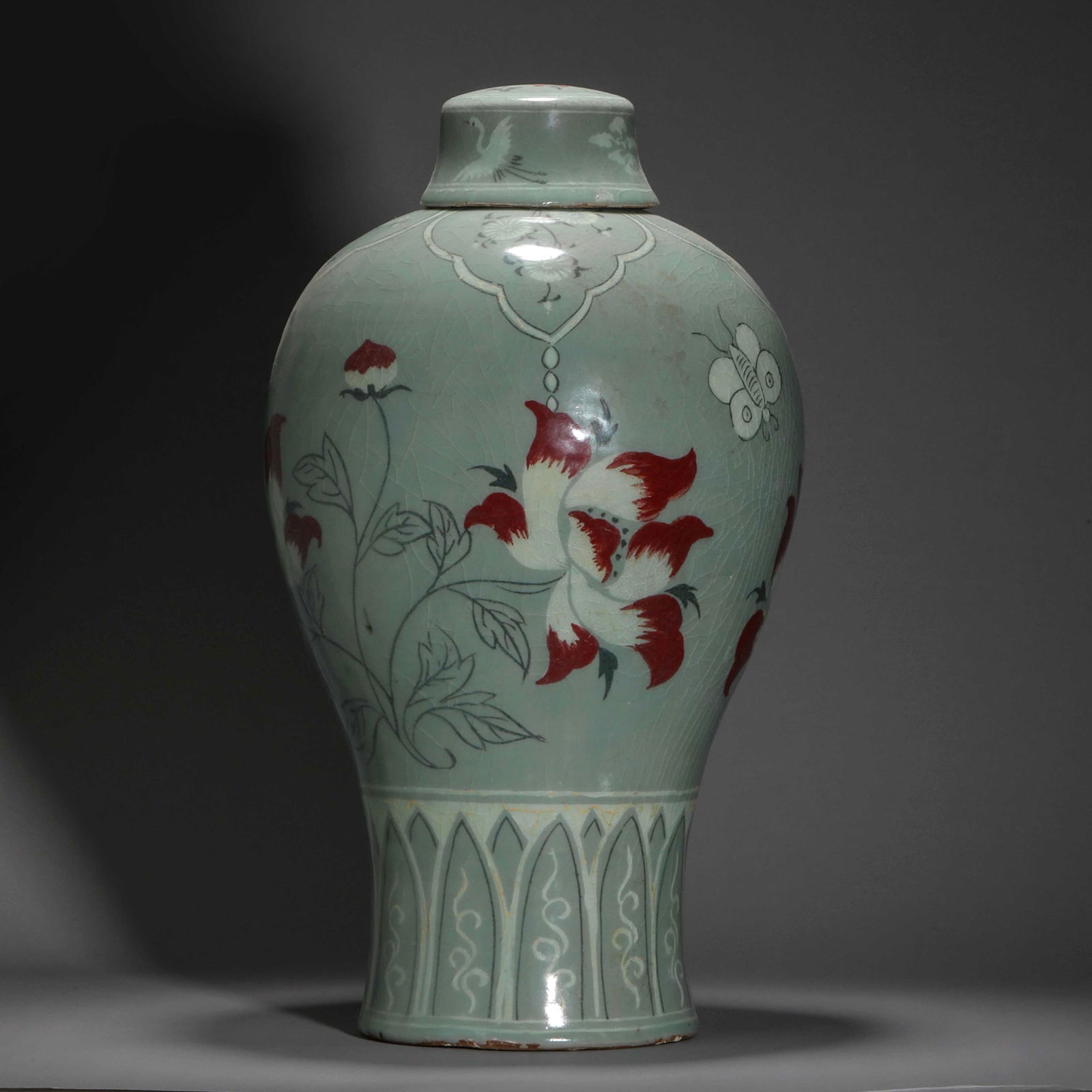 Goryeo porcelain plum vase with floral design from before the Ming Dynasty (1 of 14)