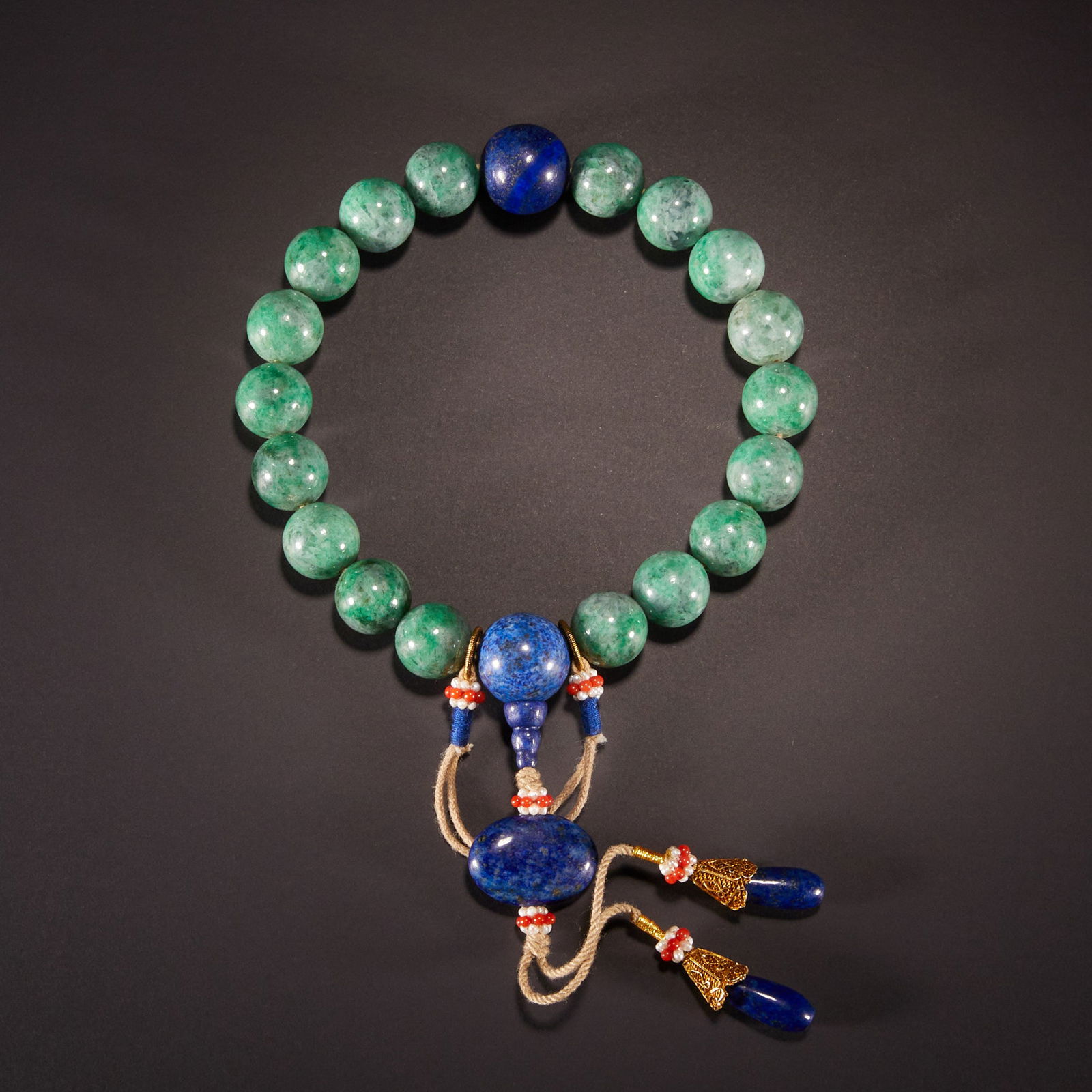 Qing Dynasty Jadeite Eighteen-Bead Handheld (1 of 9)