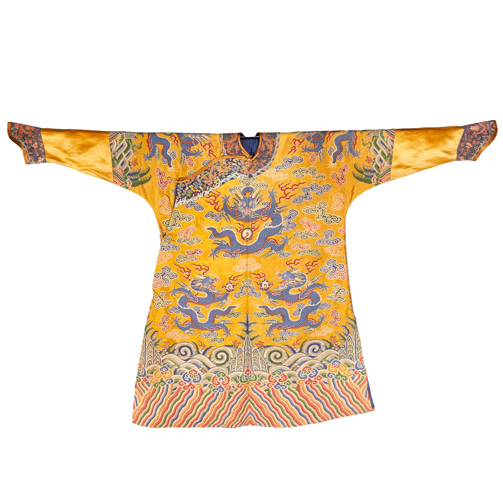 Qing Dynasty Yellow Dragon Robe with Twelve Spotted Emblems (1 of 17)