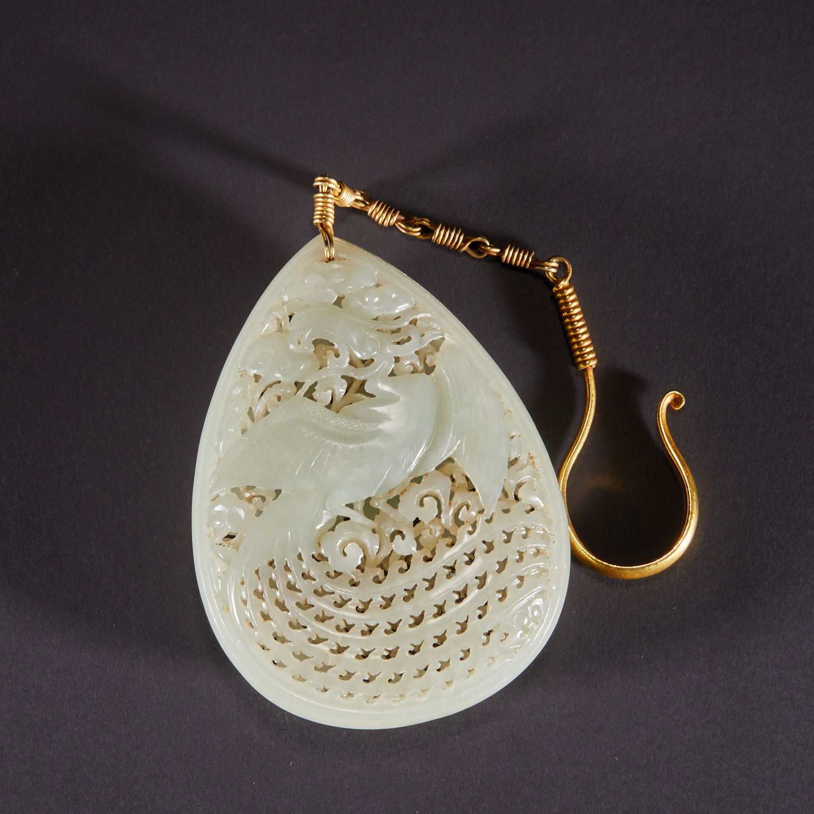 Gilded Jade Sachet from Hetian during the Qing Dynasty: 93Gilded Jade Sachet from Hetian during the Qing Dynasty