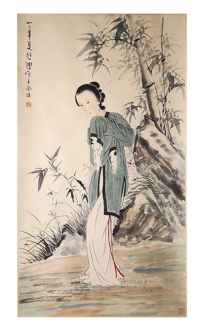 Chinese ink painting, Xu Beihong's Lady Figure (1 of 7)