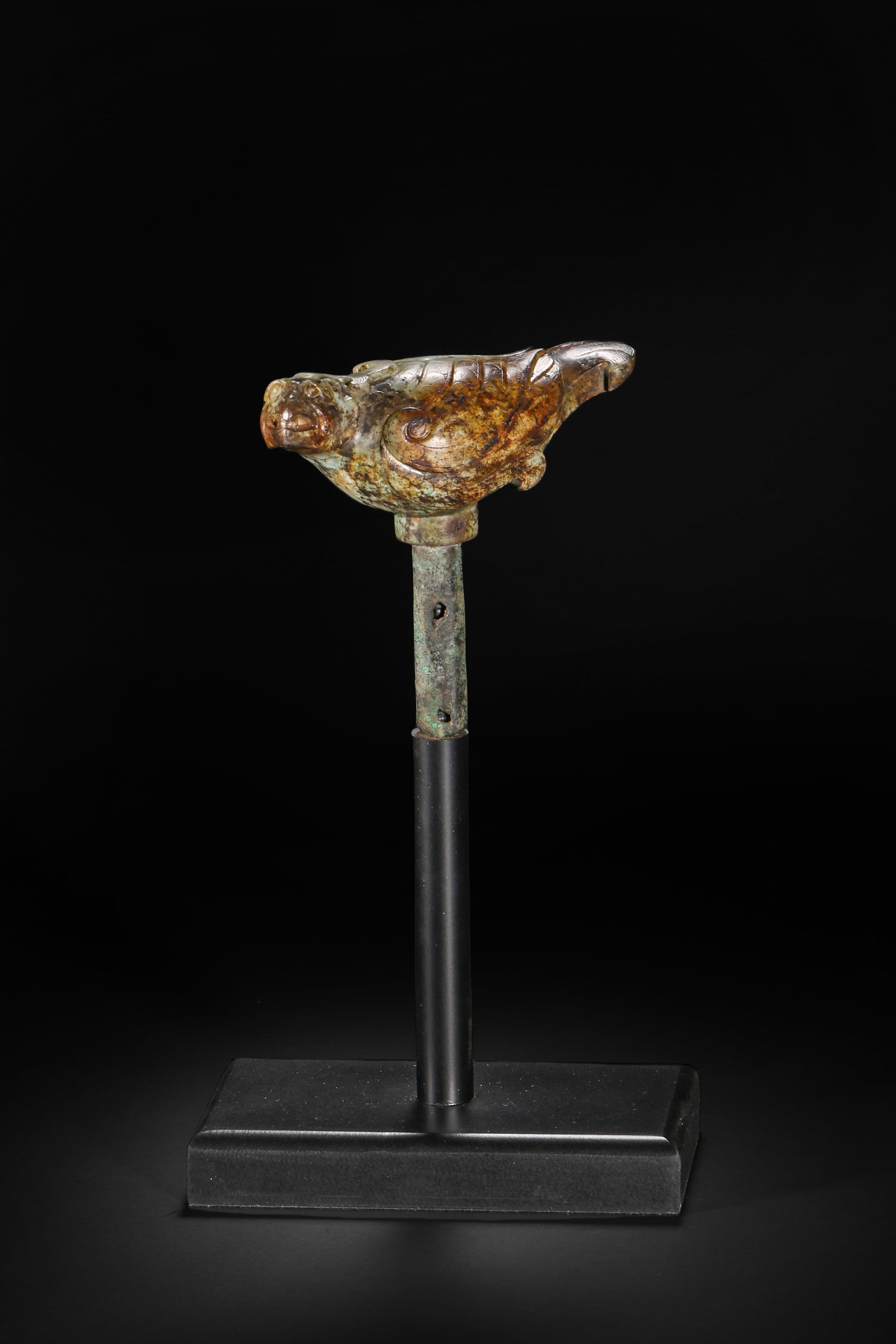 Han Dynasty Hetian Jade Bird-Head Staff Head: 110Han Dynasty Hetian Jade Bird-Head Staff Head