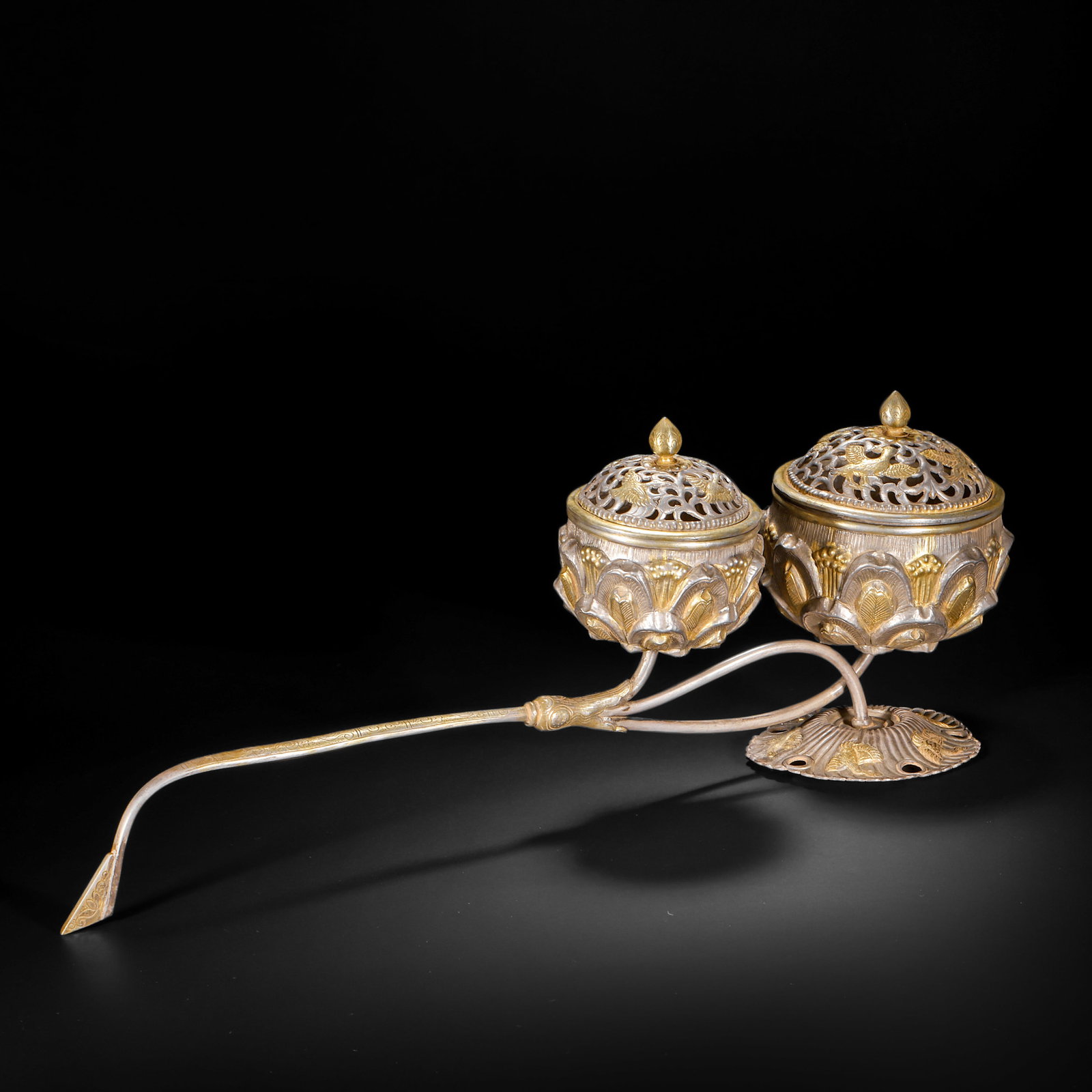 Tang Dynasty Silver-gilt Lotus Lamp: 267Tang Dynasty Silver-gilt Lotus Lamp
