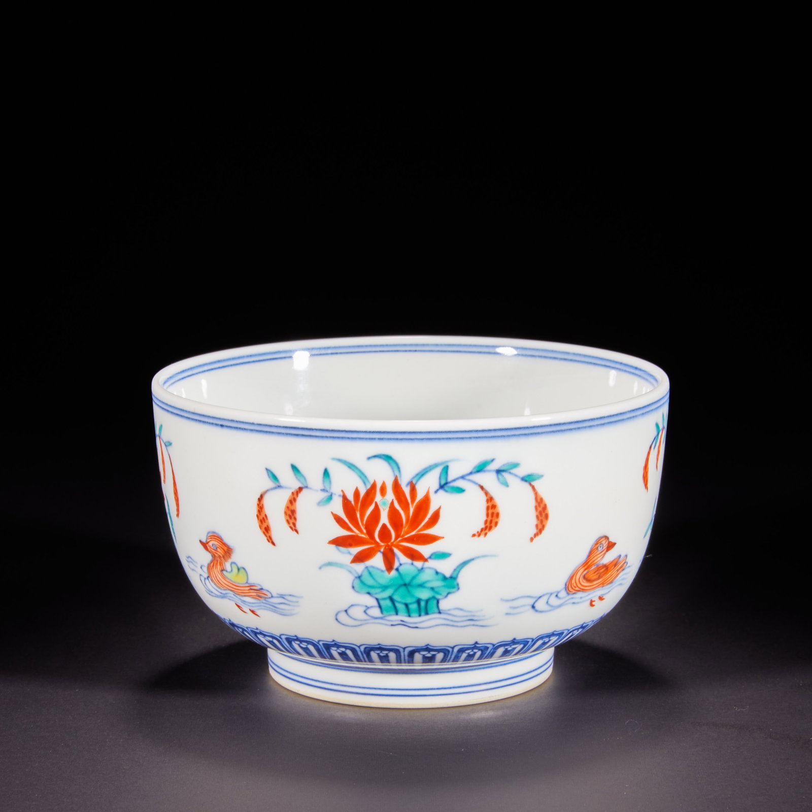 Qing Dynasty, Doucai Bowl with Floral, Bird and Mandarin Duck Design (1 of 9)