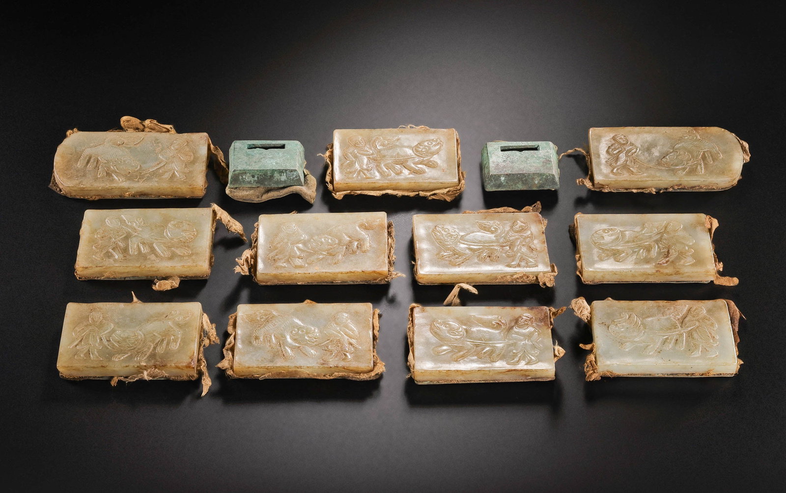 Liao and Jin Dynasties Hetian Jadeite Belt Plaque with Animal Taming Design: 383Liao and Jin Dynasties Hetian Jadeite Belt Plaque with Animal Taming Design