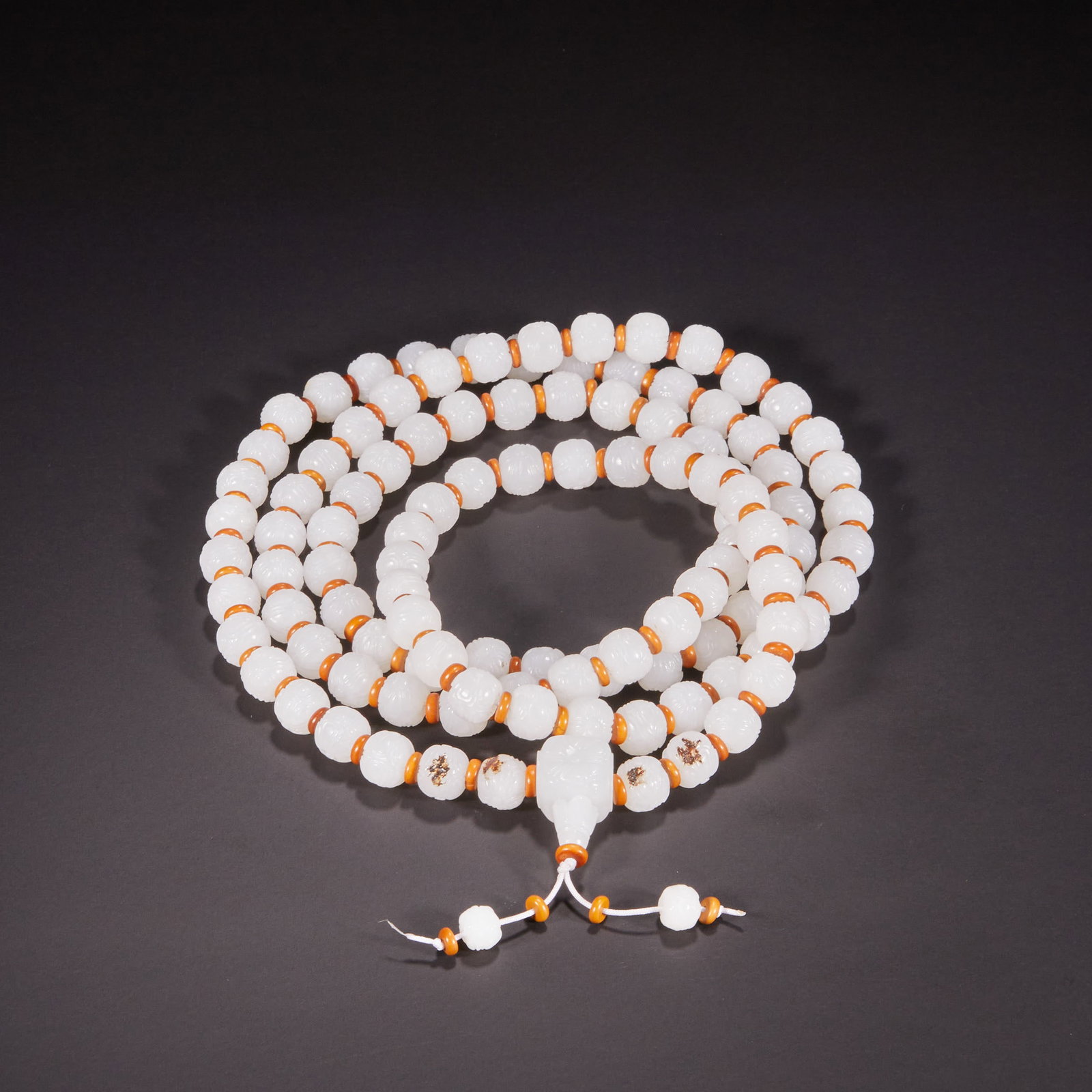 Qing Dynasty Hetian jade Lotus 108 Prayer beads (1 of 8)