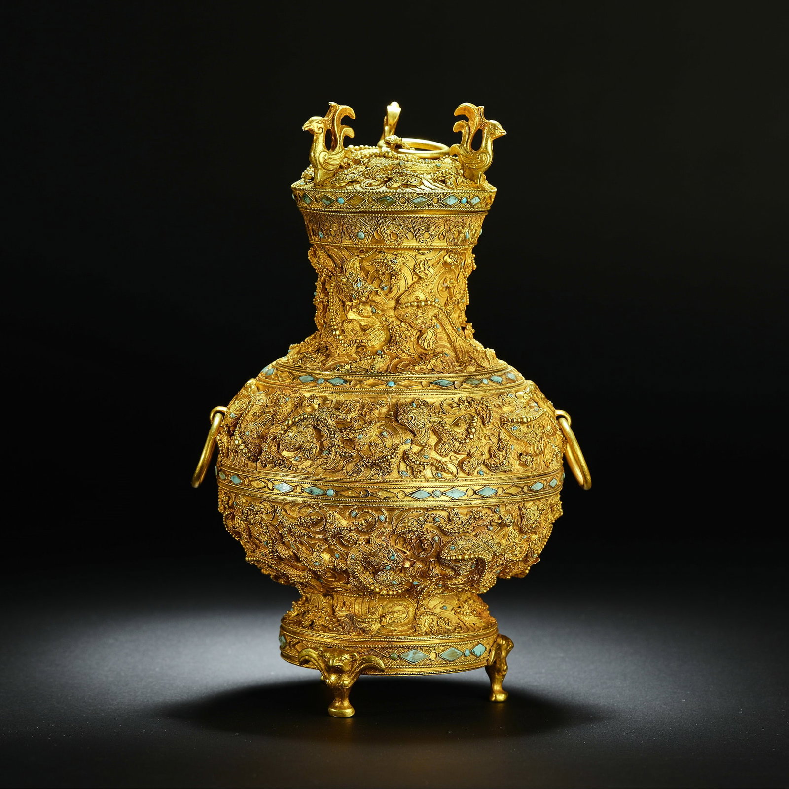 Before the Ming Dynasty, gold fried bead lid jars (1 of 14)