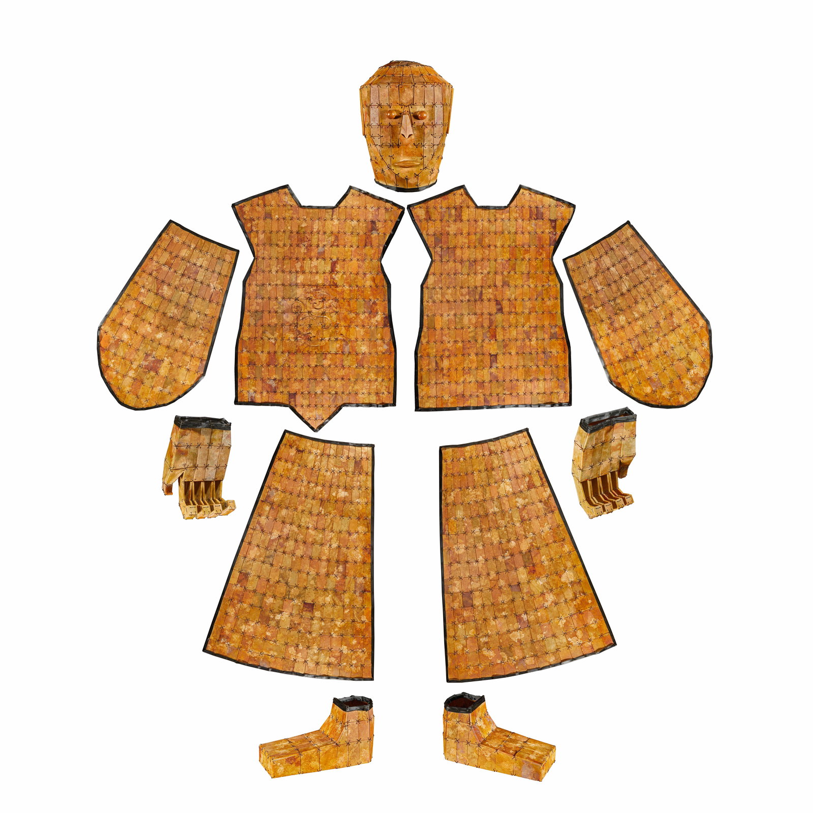 A set of Hetian jade suit sewn with gold thread before the Ming Dynasty (1 of 20)