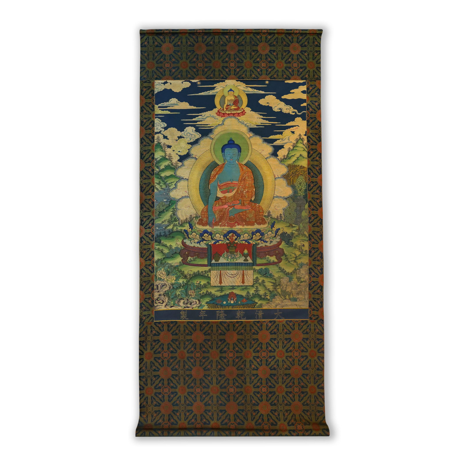 Qing Dynasty embroidery of Sakyamuni Buddha: Qing Dynasty embroidery of Sakyamuni BuddhaH:198cm W:95cm