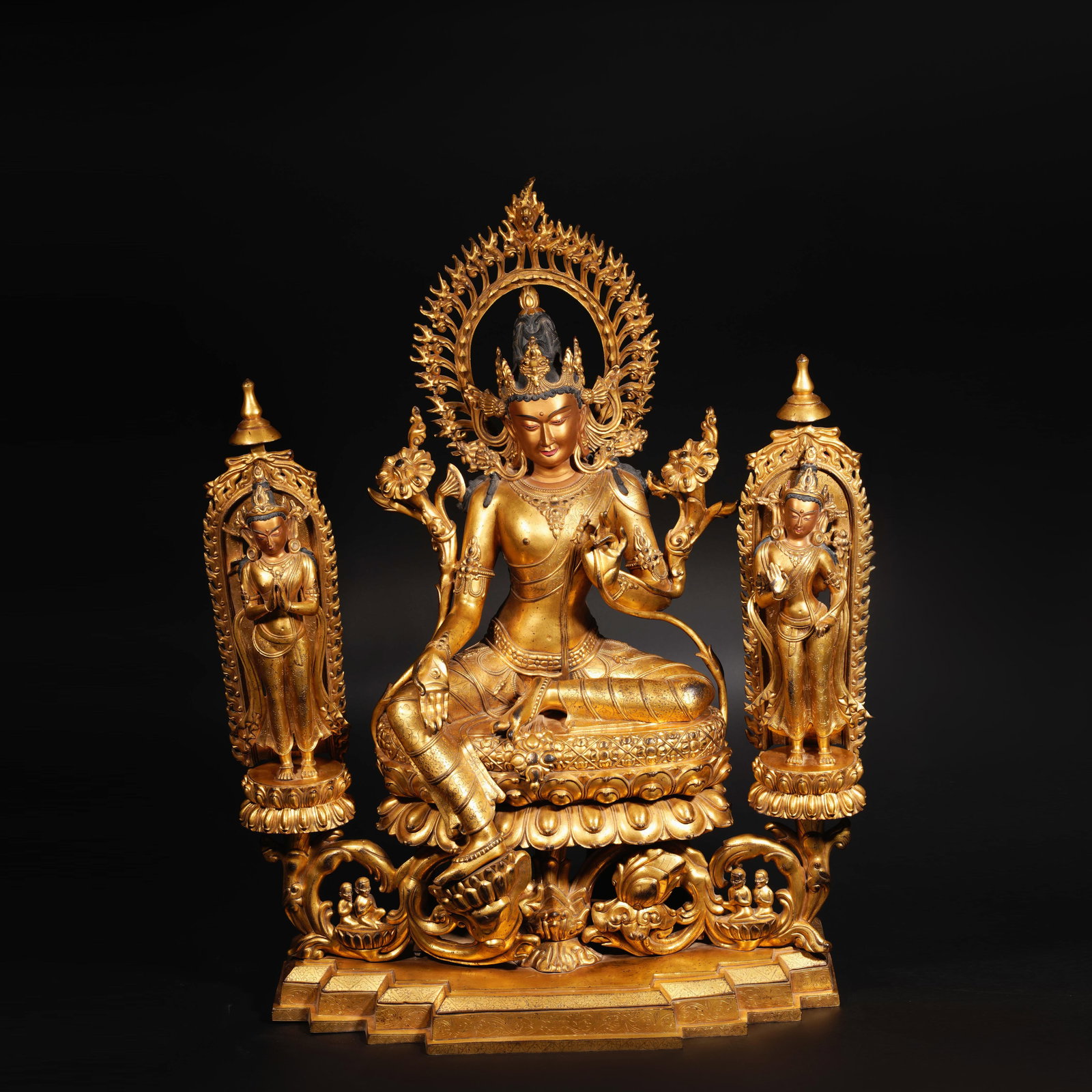 Bronze gilded green tara statues from the Qing Dynasty (1 of 17)