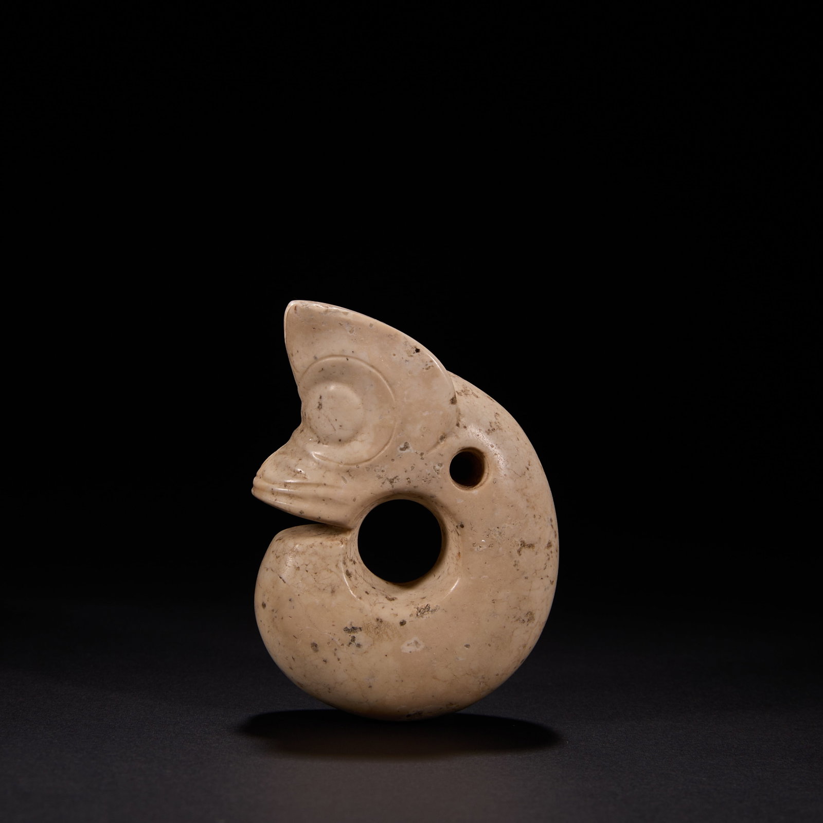 Before the Ming Dynasty Hongshan culture chicken bone white jade pig dragon: H7 cm W 5cm Weight113 g