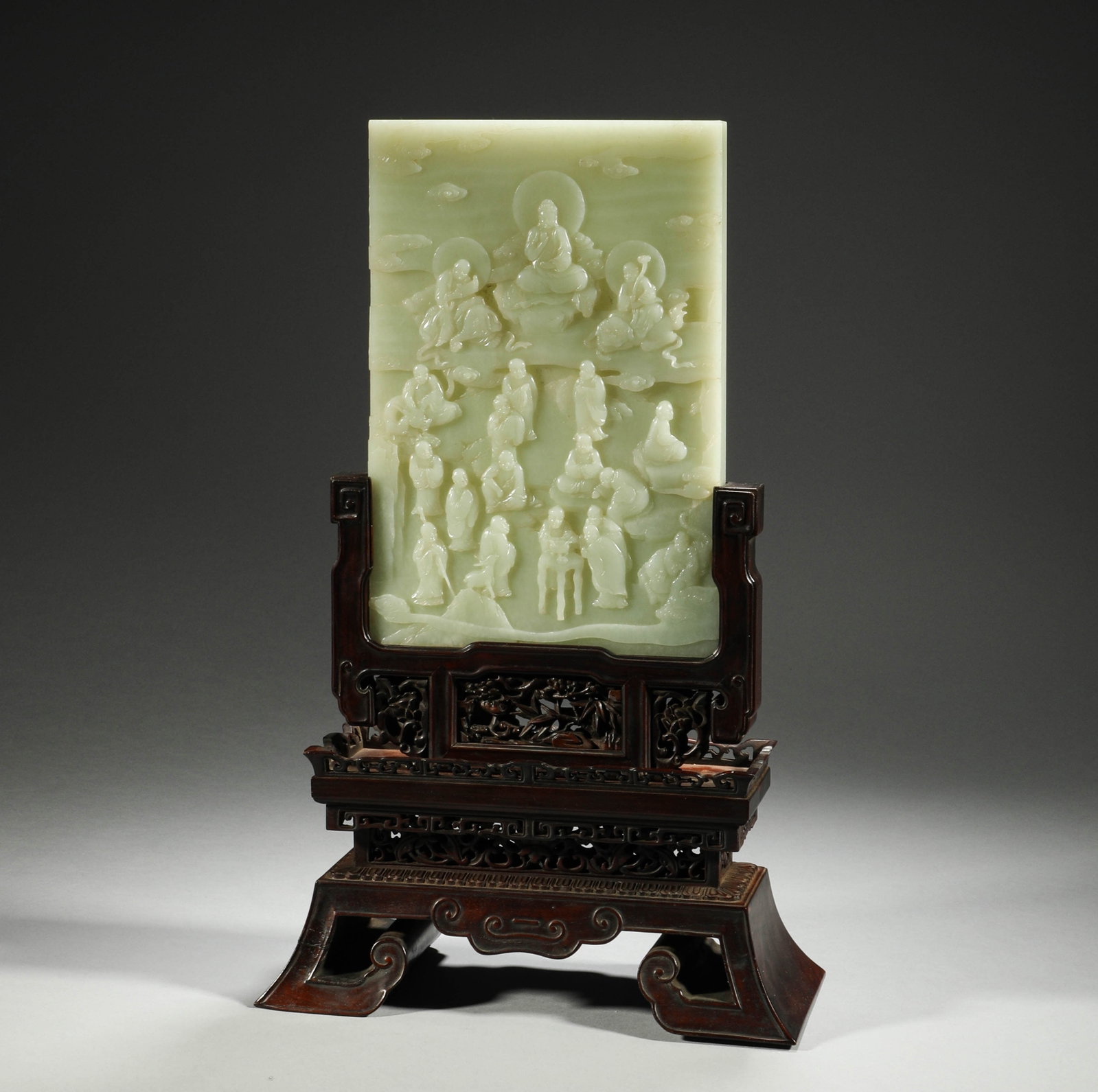 In the Qing Dynasty, Hetian jade arhat screen (1 of 9)