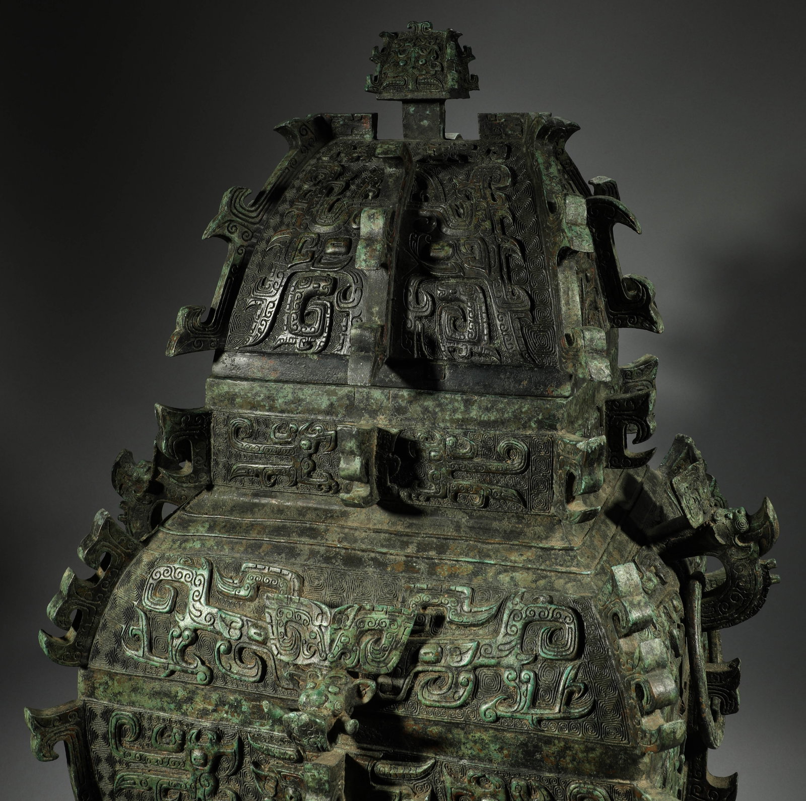 Ming or before, copper gluttonous pattern square ritual - 4