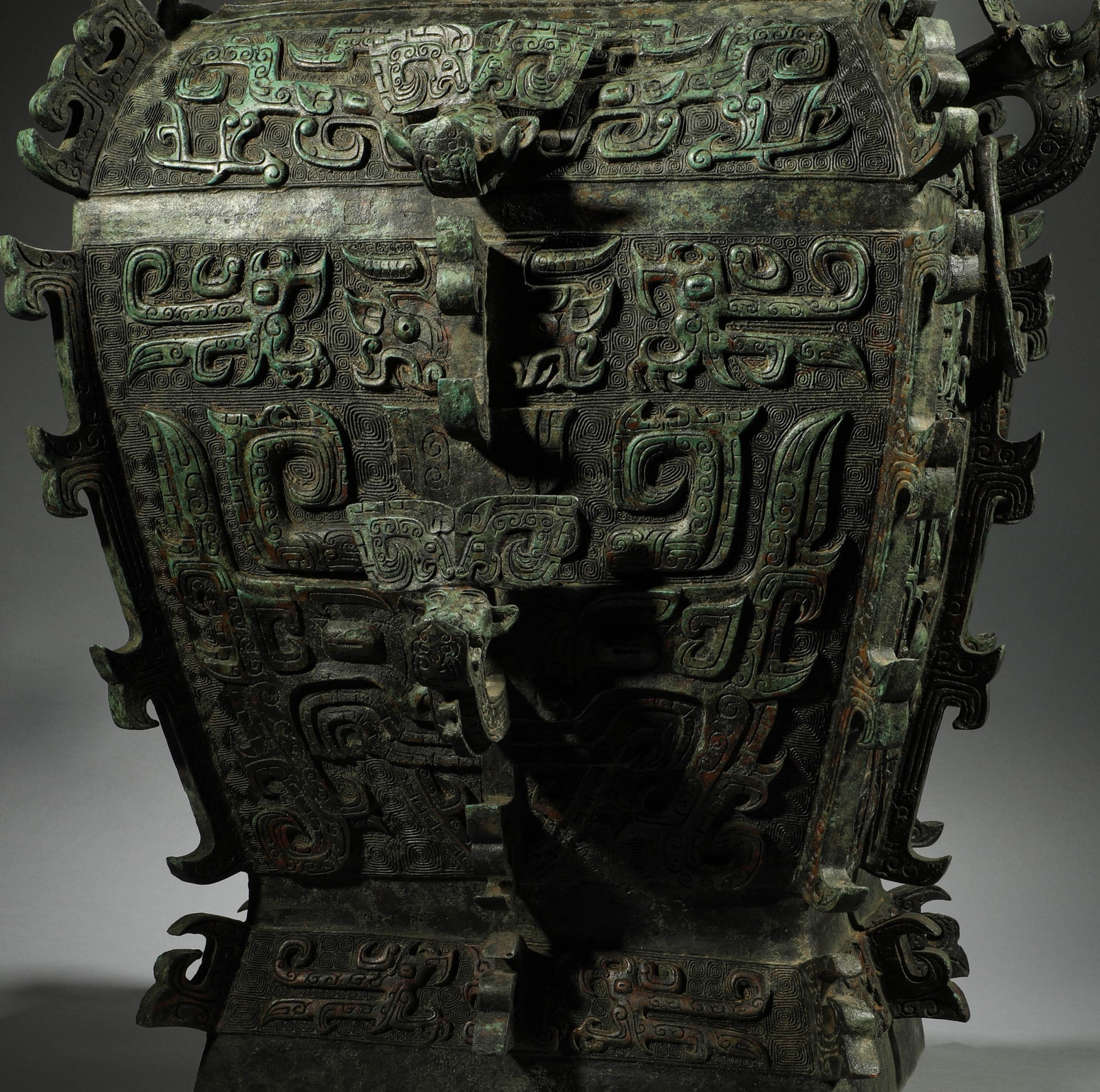 Ming or before, copper gluttonous pattern square ritual - 6