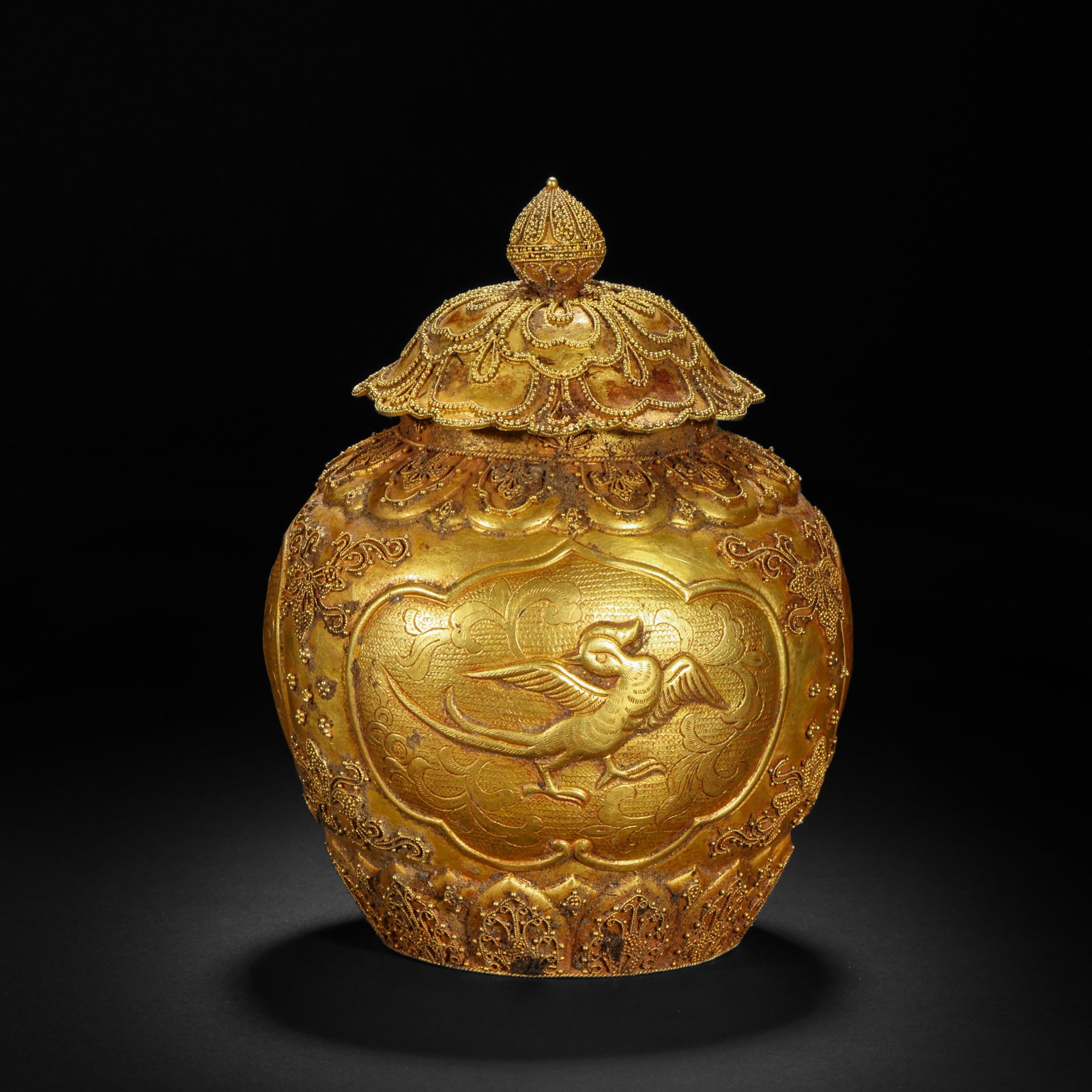 Tang Dynasty Gold Fried Beaded Phoenix Shari Pot (1 of 12)