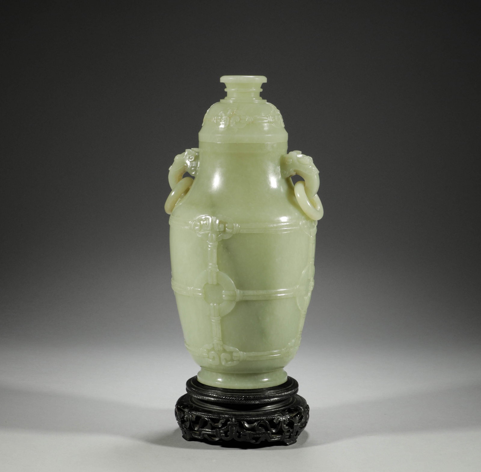 Qing Dynasty, Hetian jade double-ear bottle (1 of 10)