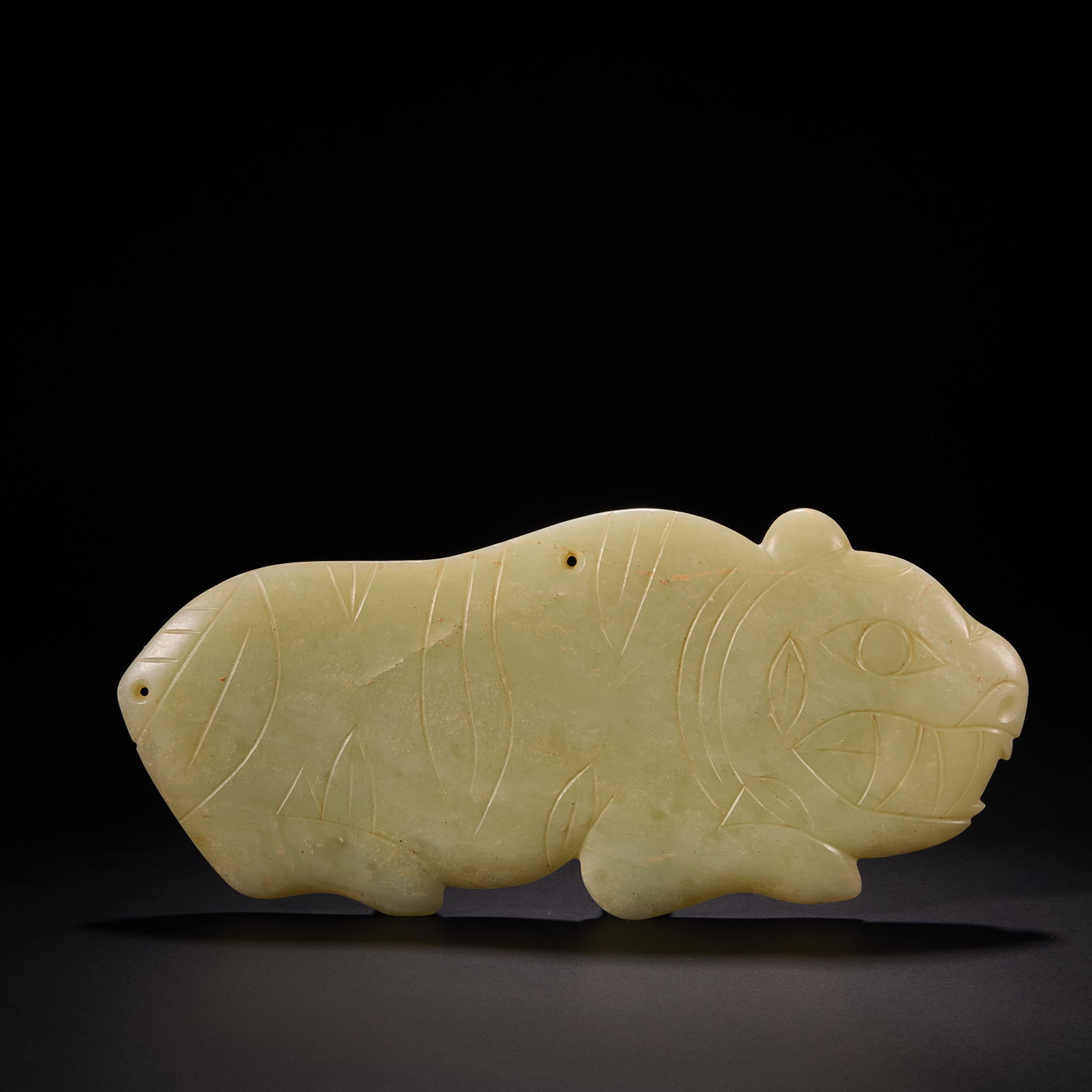 Before the Ming Dynasty Hongshan Culture Jade Tiger: H23 cm W10 cm Weight 367g