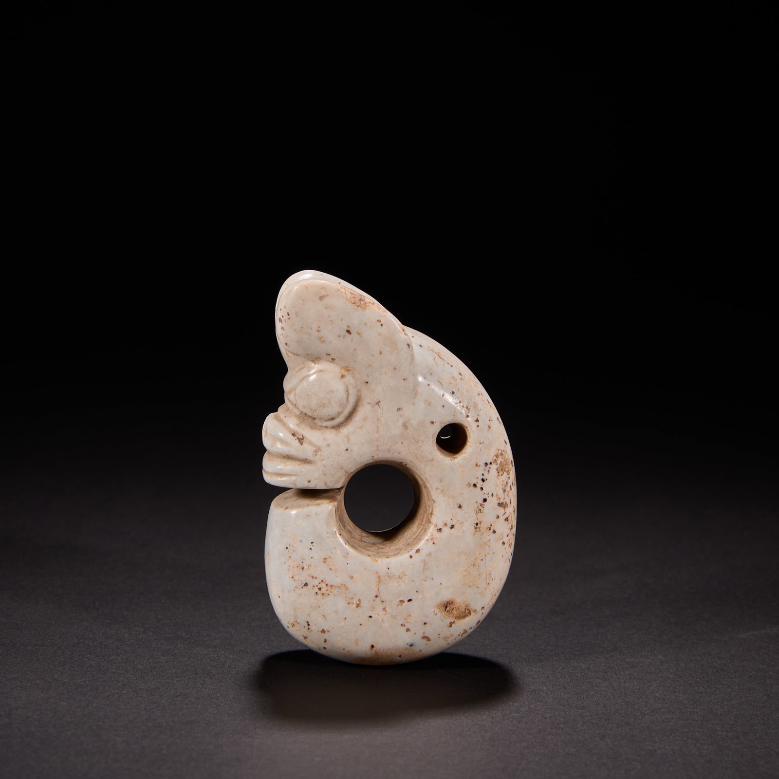 Before the Ming Dynasty Hongshan culture chicken bone white jade pig dragon: H7 cm W 4cm Weight 76g