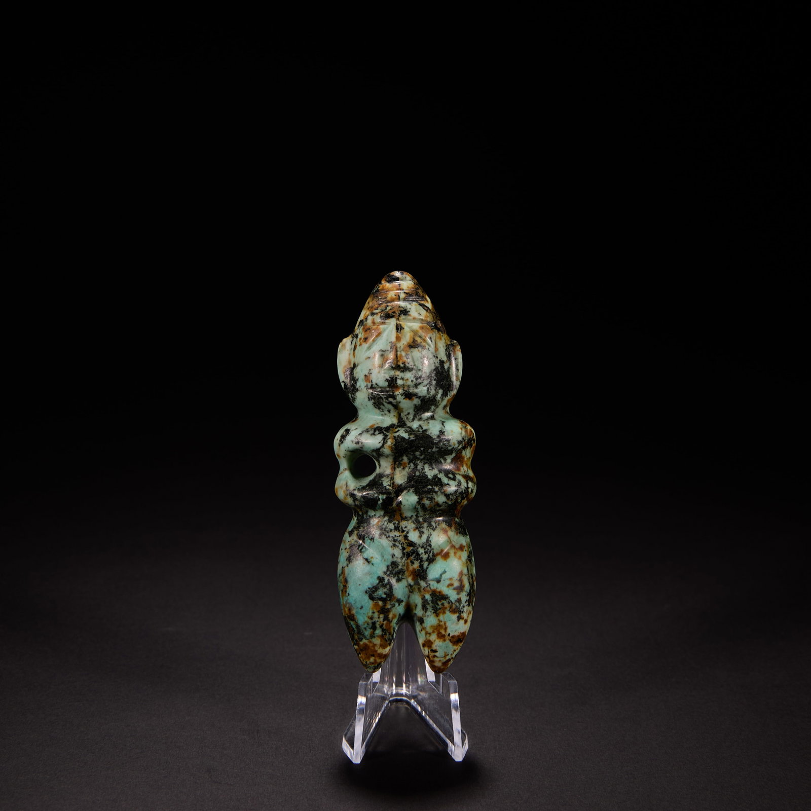 Before the Ming Dynasty Hongshan Culture Turquoise Jade Man (1 of 8)