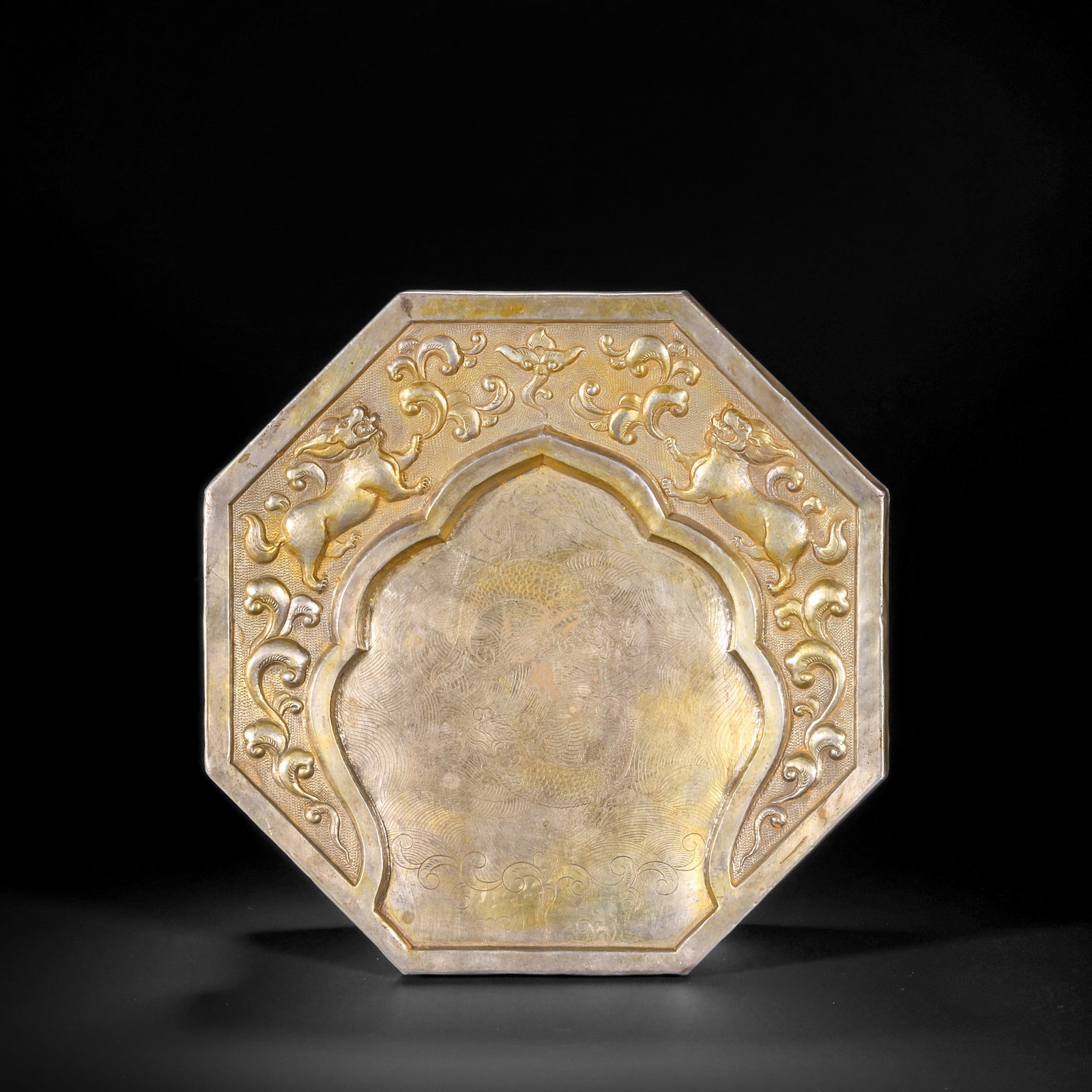 Silver-gilt Capricorn Inkstone of Tang Dynasty (1 of 10)