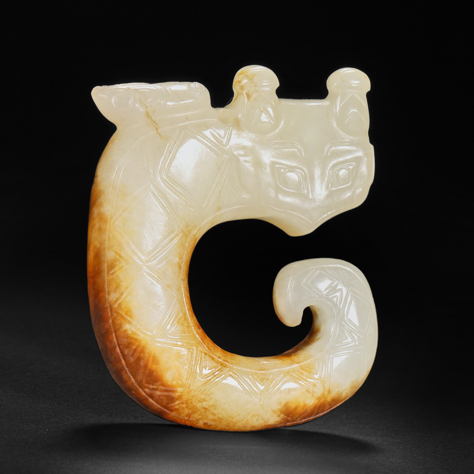 Before the Ming Dynasty, Hetian jade, dragon pattern, hoolian jade (1 of 12)