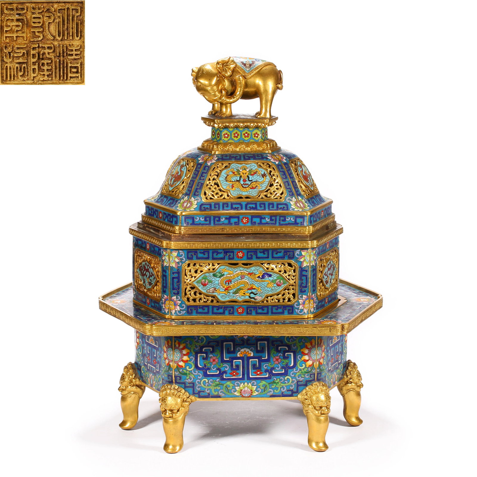 Qing Dynasty cloisonne elephant first animal pattern aromatherapy (1 of 17)