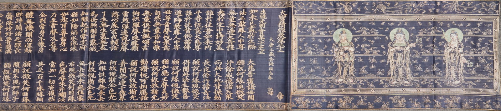 Before the Ming Dynasty, brocade dabao performance sutra: H:38cm W:1440cm