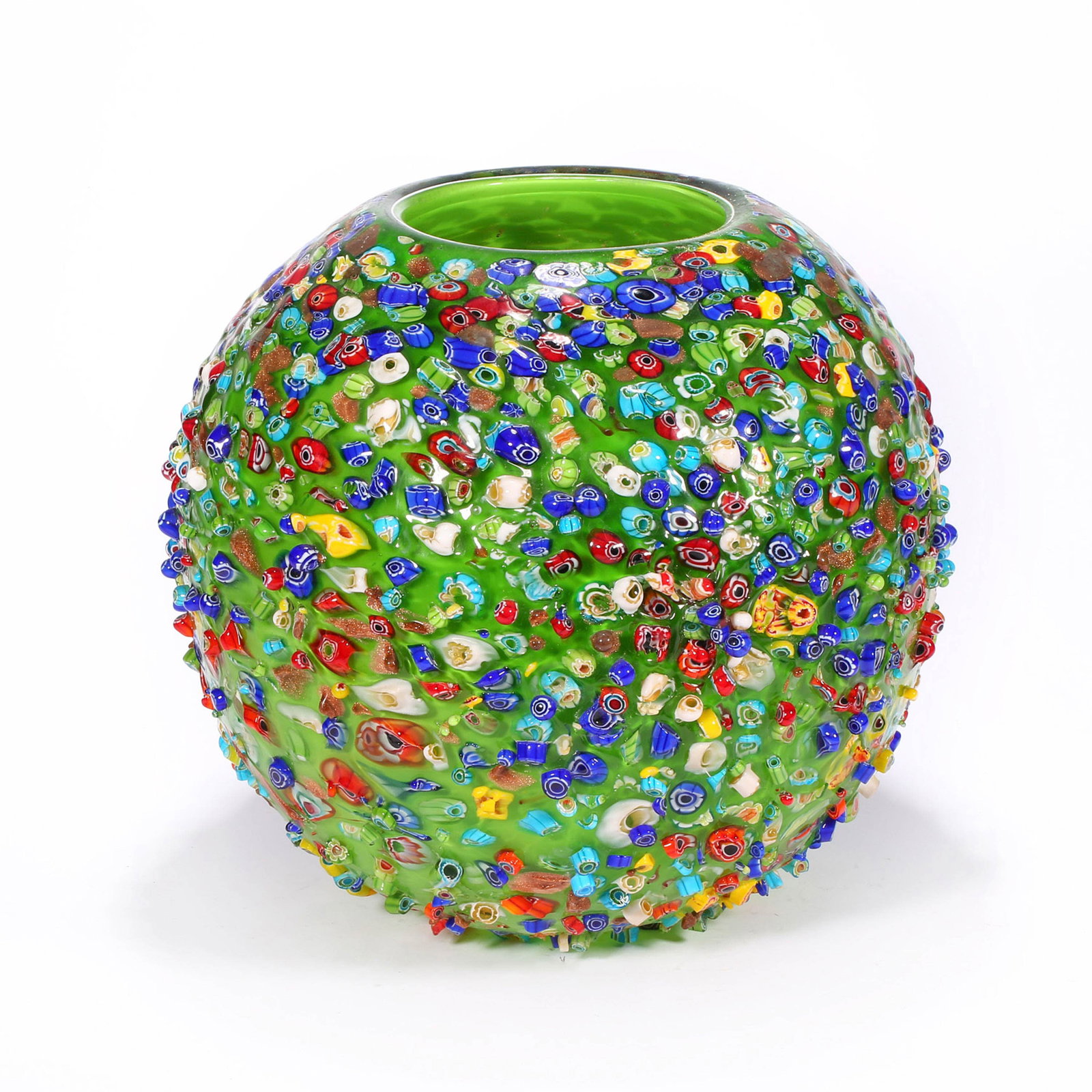 Qing Dynasty Coloured Glaze Flower Jar: H25cm W26cm