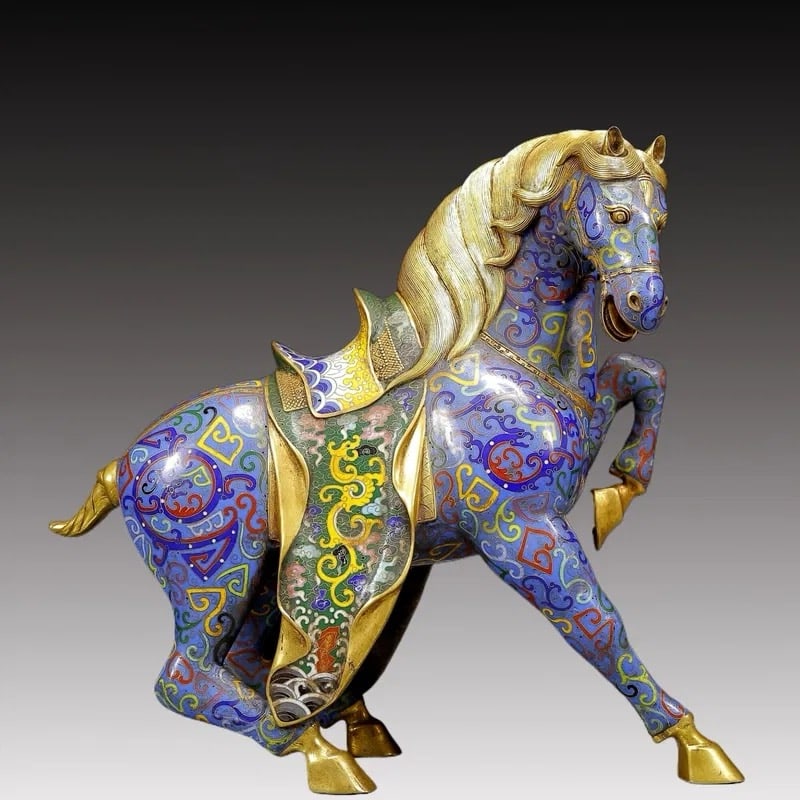 Cloisonne Tang Horse in Qing Dynasty: H35 cm W 38cm Wight66000 g