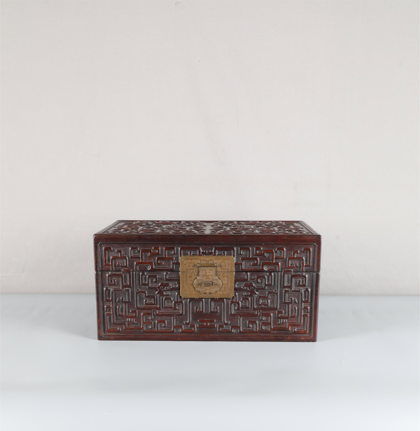 Qing Dynasty Red Sandalwood Kuilong Pattern Book Box: L46cm W28cm H22cm