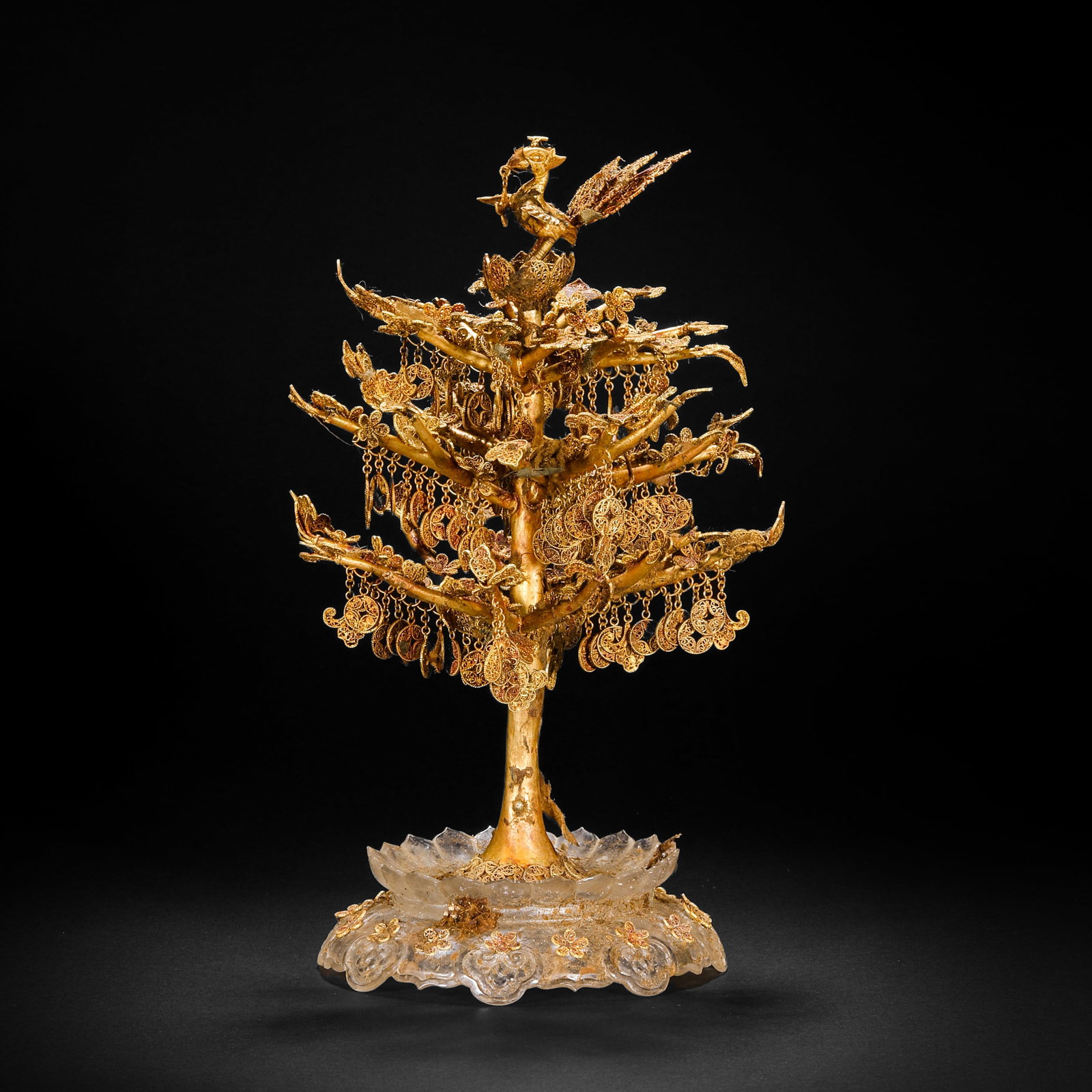 Before the Ming Dynasty, the golden god bird cash cow: H21cm W10cm Weight328g