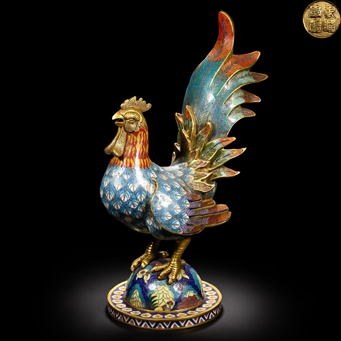 Cloisonne Chicken Bottle of Qing Dynasty: H33 cm W 12.5cm Wight34000 g