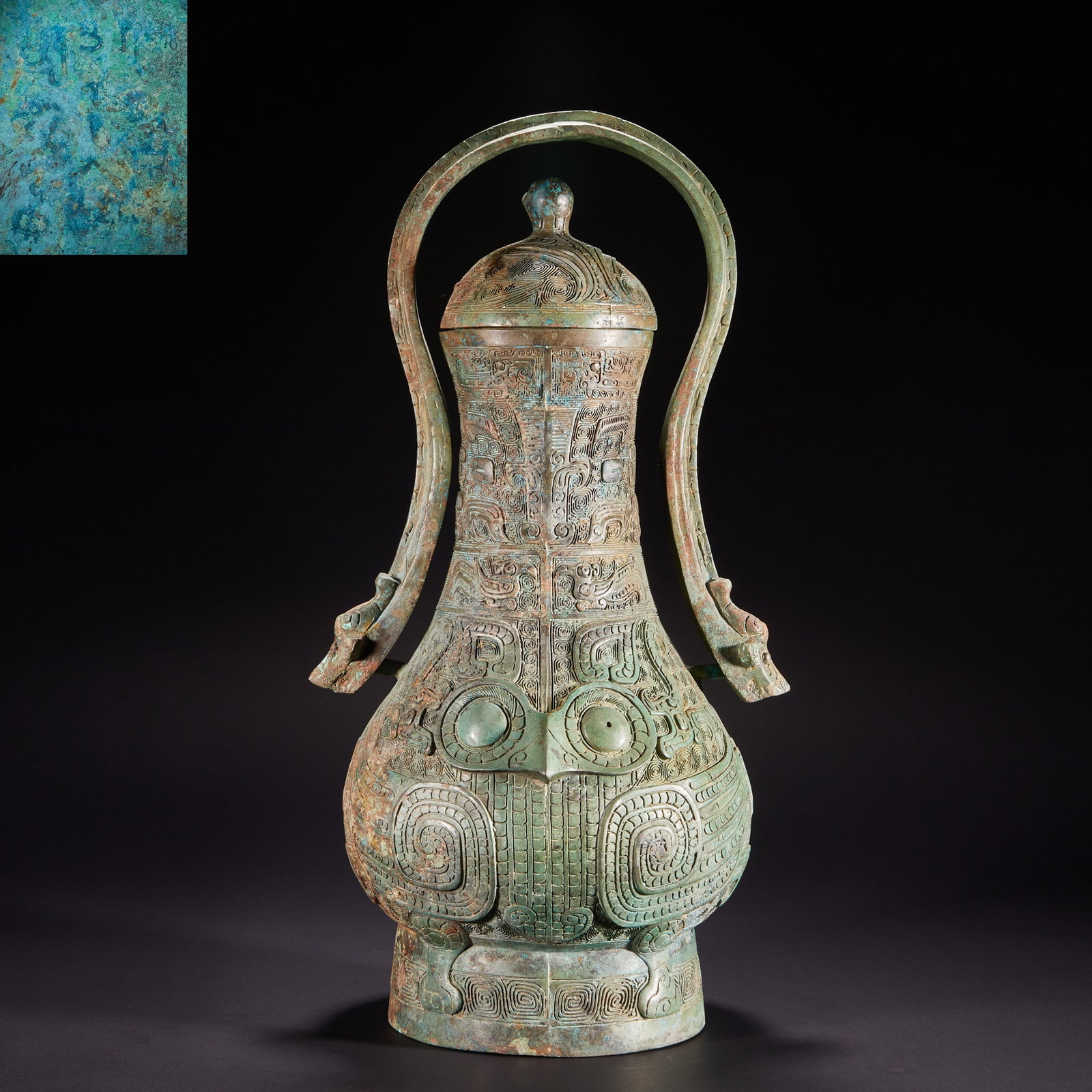 Before the Ming Dynasty, copper animal pattern girder pot: H:39cm W:20cm