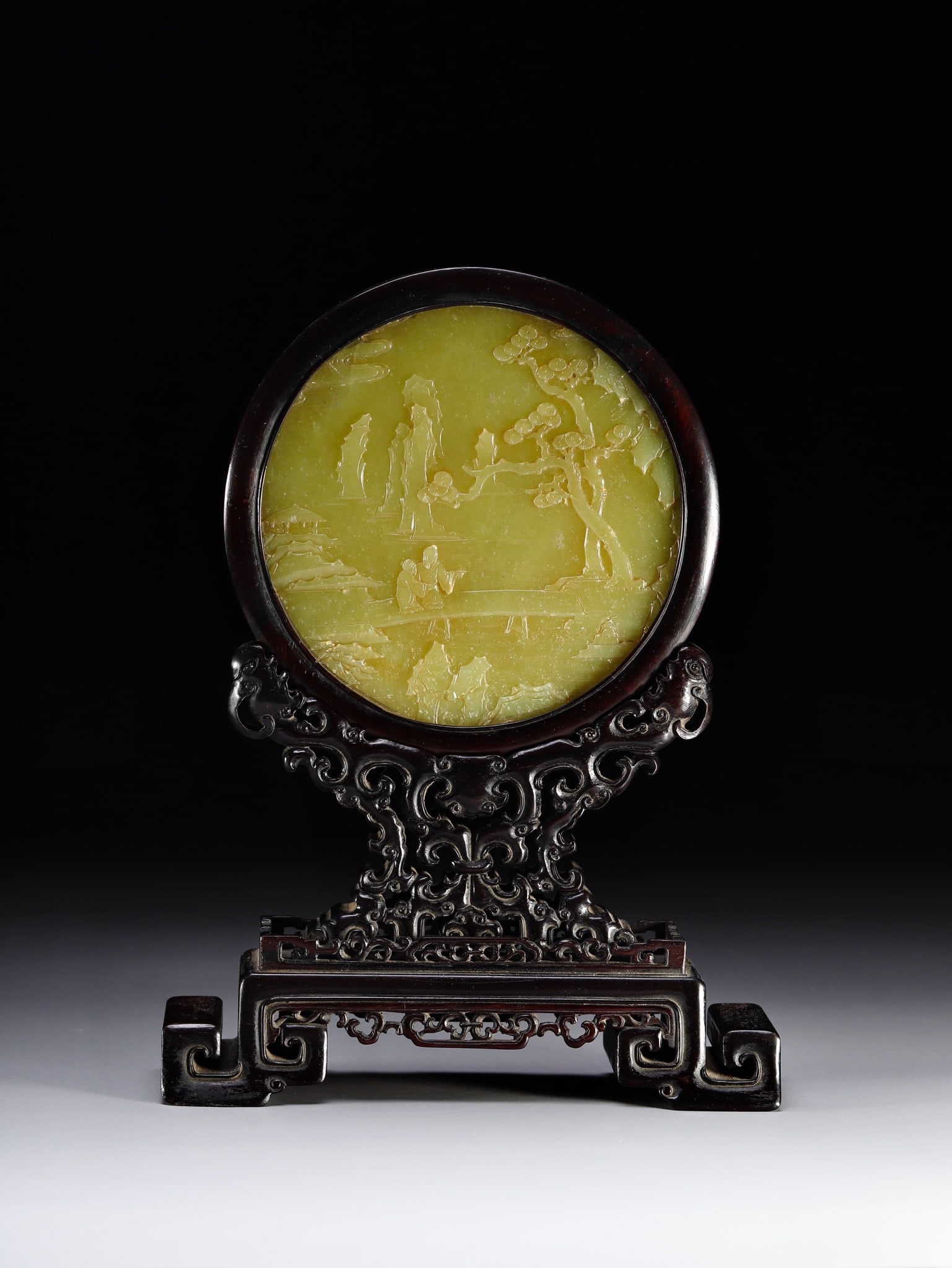 Qing Dynasty Hotan Topaz Landscape Figure Insert Screen (1 of 9)