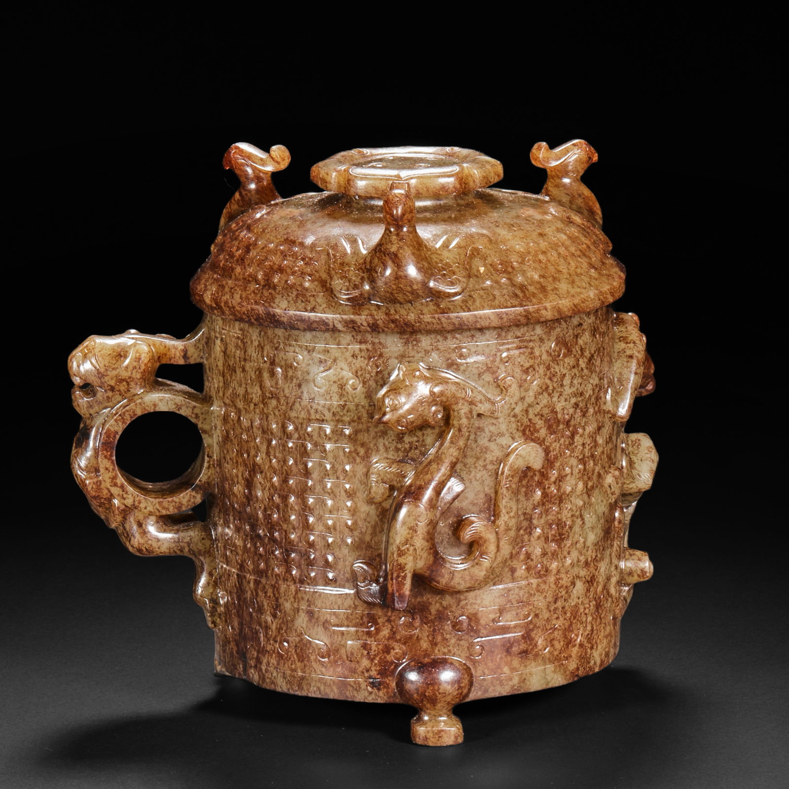Before the Ming Dynasty, Hetian Jade Dragon Cup (1 of 14)