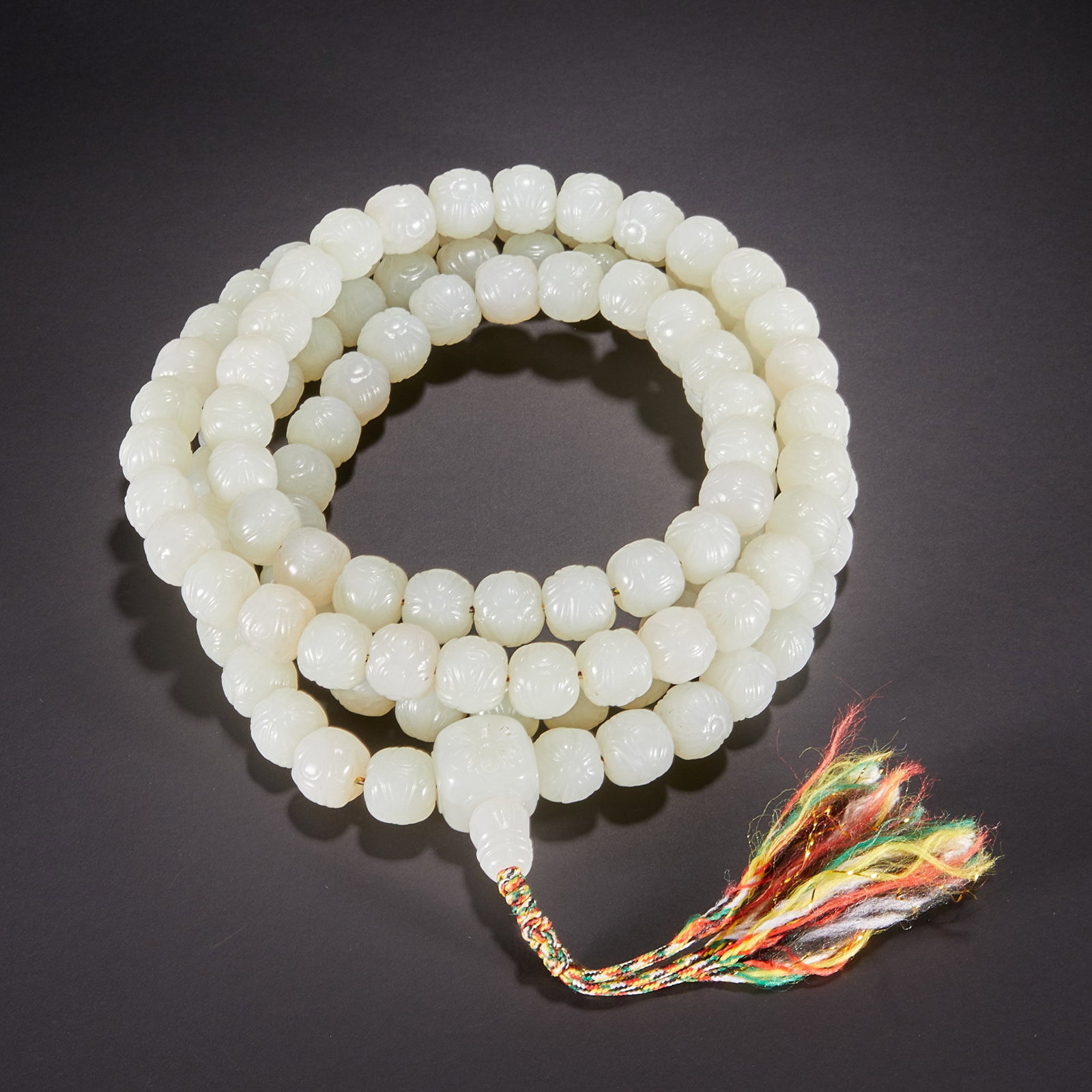 Hetian Jade 108 Buddha Beads in Qing Dynasty: D.1.2 cmWeight. 200g