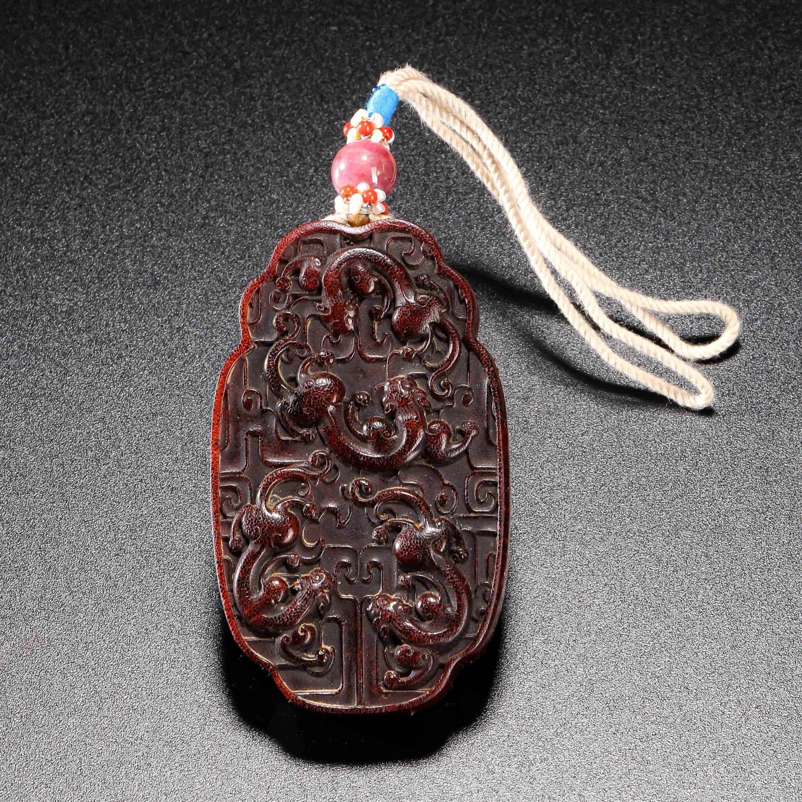 Qing Dynasty Horny Beast Pattern Brand: H7cm W4cm Weight32g