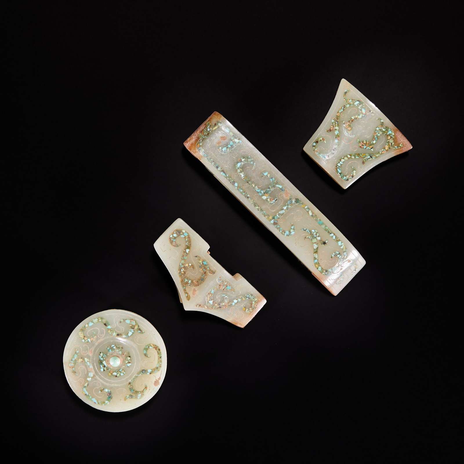 Before Ming Dynasty, Hetian jade inlaid with turquoise sword ornaments (1 of 11)