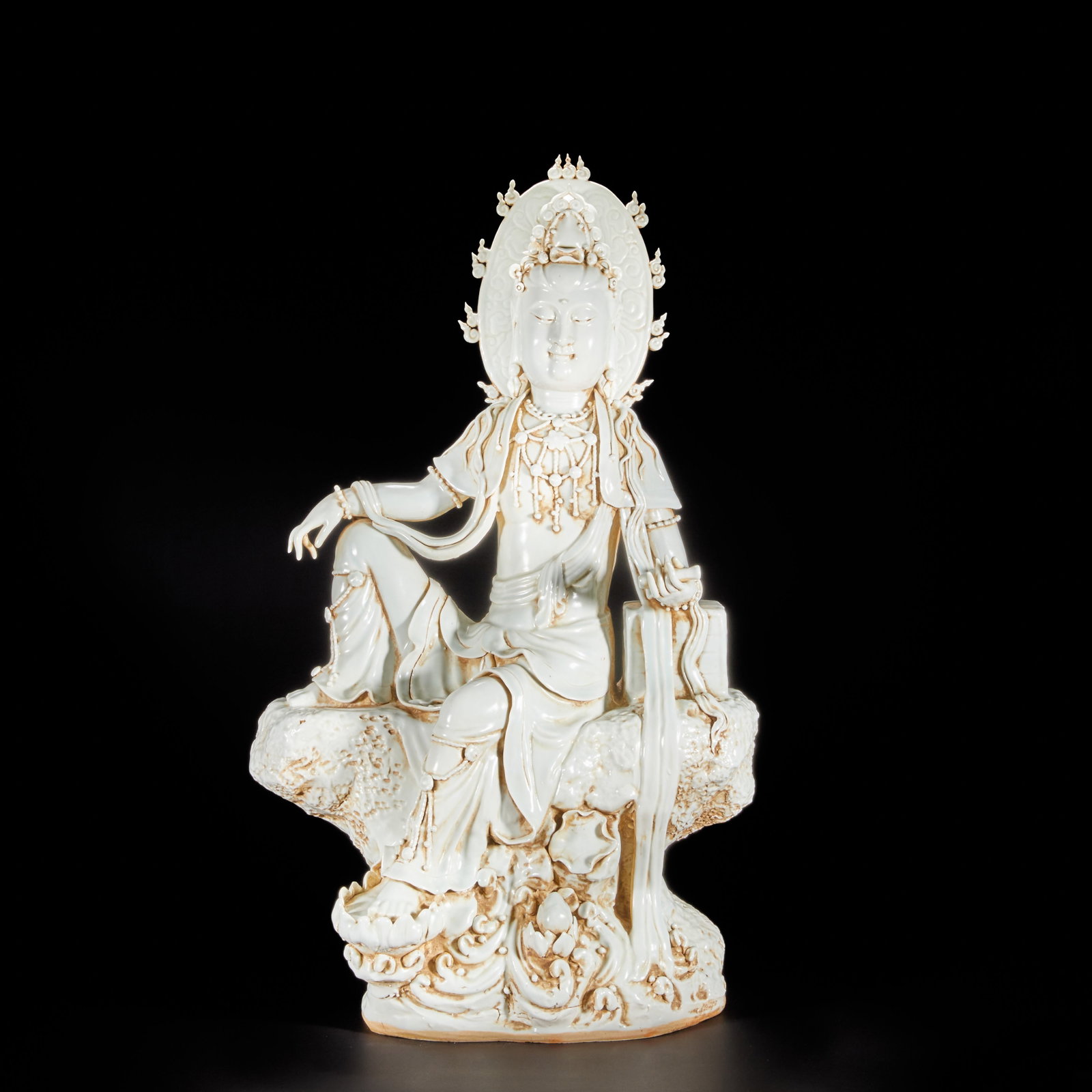 Song Dynasty, White Porcelain Guanyin Statues: H:62.4cm W:40cm