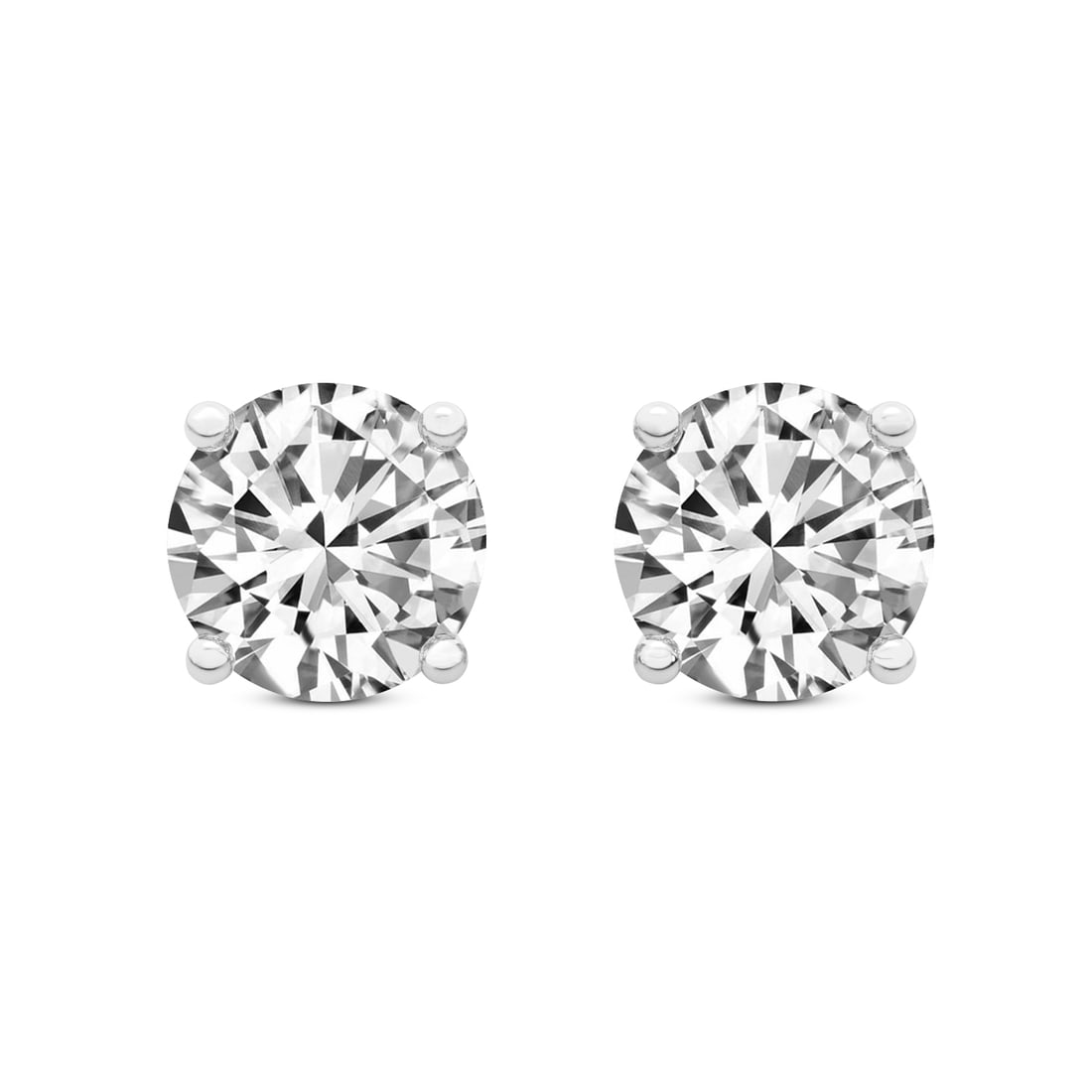 Platinum 2 ct. Diamond Four Prong Round Stud Earrings (1 of 4)
