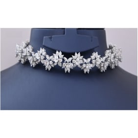 18kt White Gold 23.61ct. Pear, Marquise cut Diamond Necklace