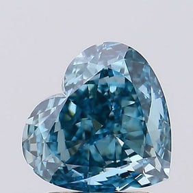 2.01 ct, Fancy Vivid Greenish Blue/VS1, Heart cut IGI Graded Diamond