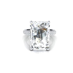 18kt White Gold 8.31ct. Emerald, Round cut Diamond Ring