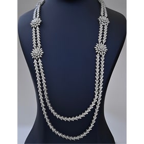 18kt White Gold 24.30ct. Round cut Diamond Necklace